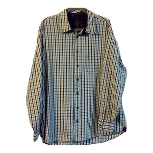 𝅺OLD Navy cotton long sleeve plaid button down floral detail lining. Size XL